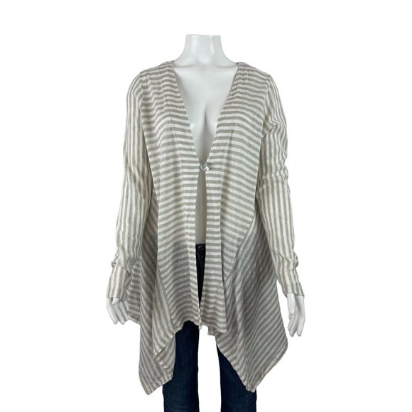 Soft Surroundings Sweaters - Soft Surroundings Cascardia Linen Cardigan Sweater Medium Striped Button